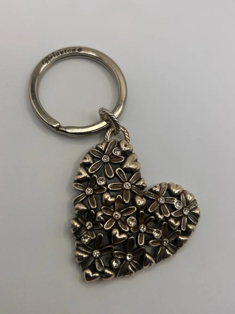 Brighton Wild Flowers Heart Custom key fob ring chain NWOT